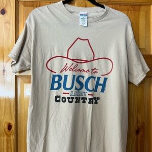 Buckle Cream Tee with Red and Blue Graphic